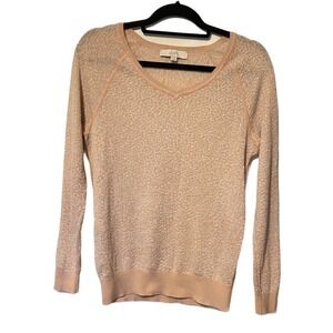 Loft Long Sleeves Size Small Top Knitted‎ Shimmer Blush  Sweater Light weight